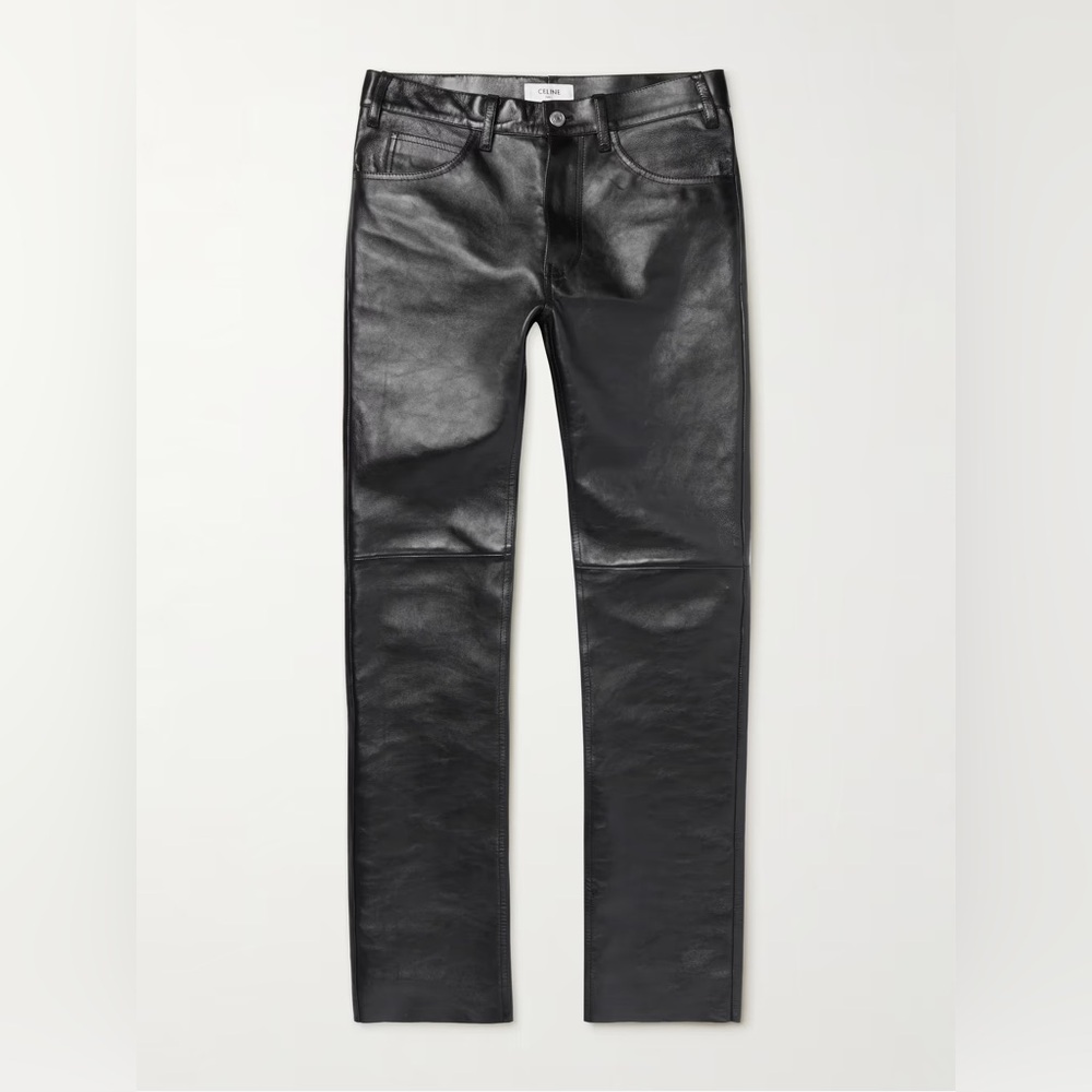 Celine Hedi Slimane Panelled Full Grain Leather Trouser Lambskin Pant